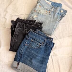 EUC GAP Bundle - Size 8, 29 - Light Wash Jeans, Black Jeans, Dark Wash Shorts